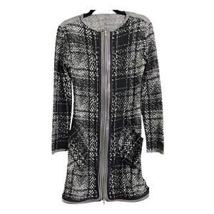 Sohung Designs Zip Front Knit Dress Tunic Black White Pattern Size S Avant Garde